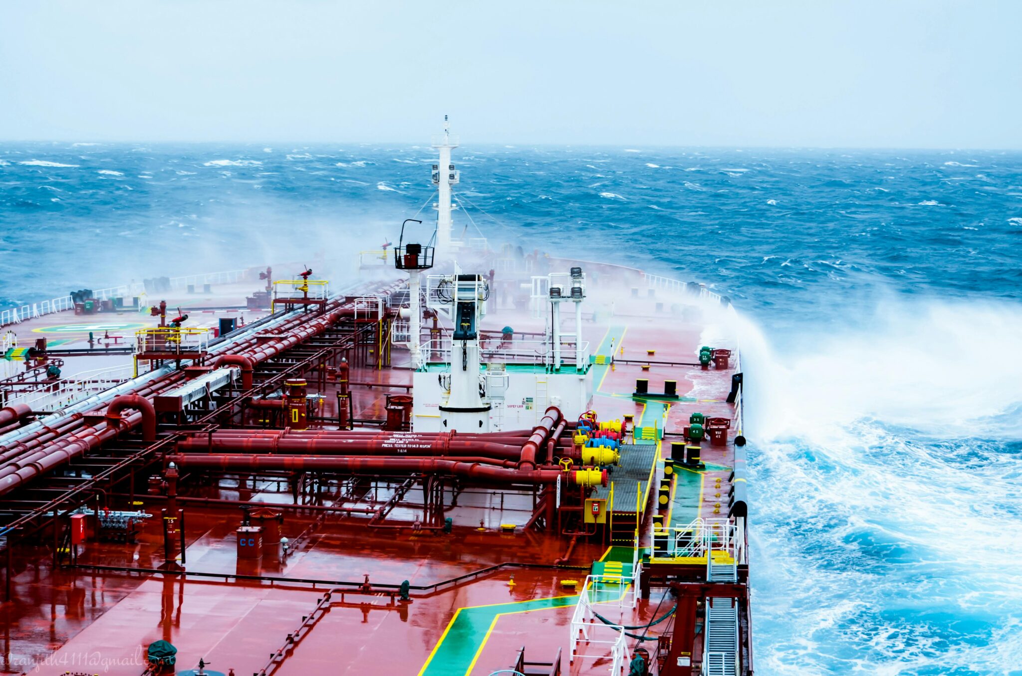 Oil tanker in stormy seas